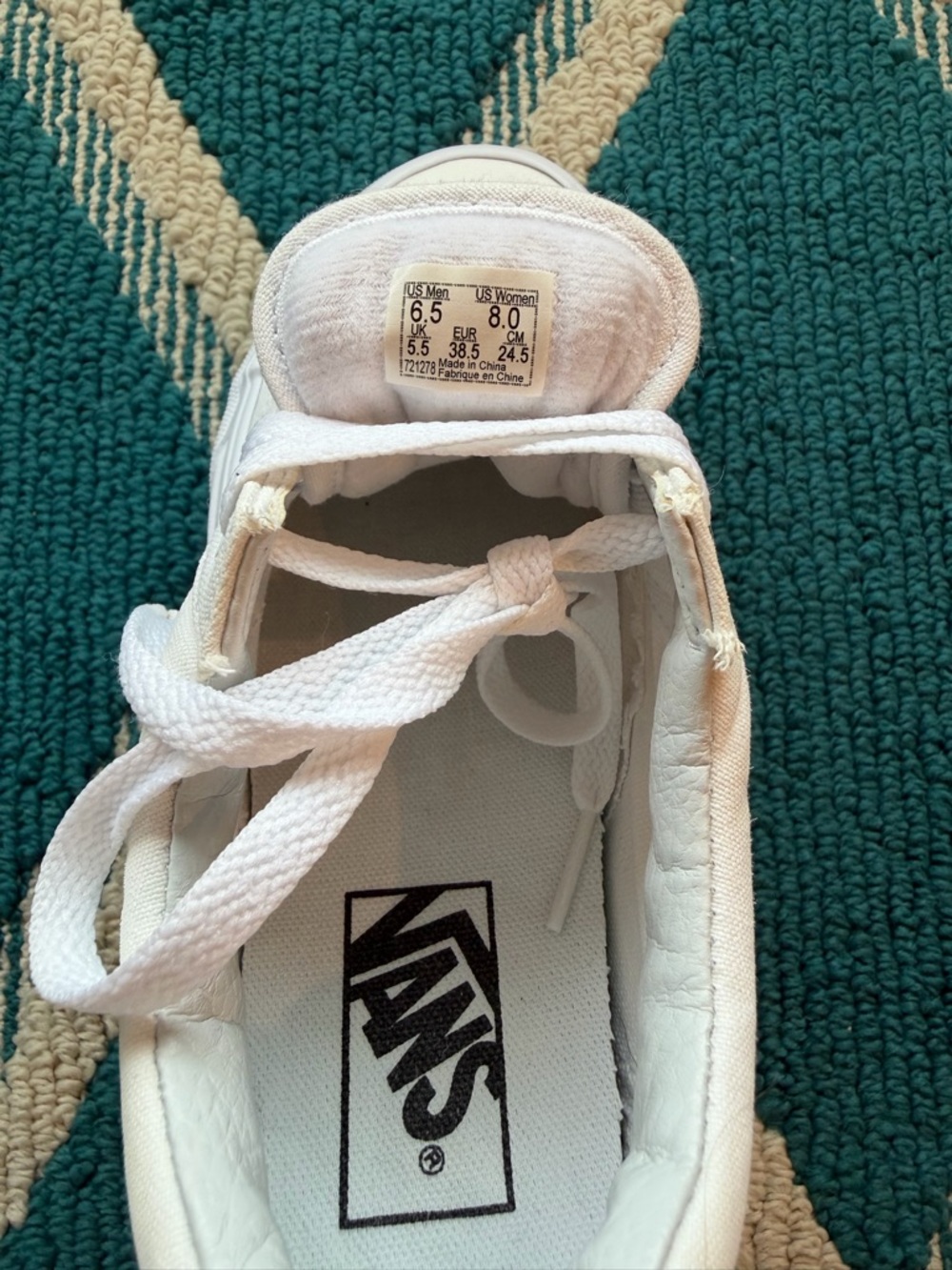 Vans White Low-Top Canvas Sneakers - Picture 7 of 7